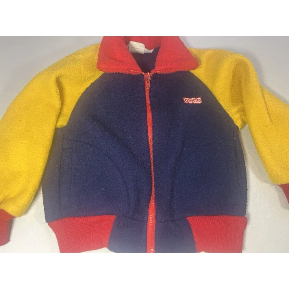 Vintage OshKosh B’gosh Colorblock Fleece Jacket – Size 4 Toddler – Made in USA - Picture 15 of 16